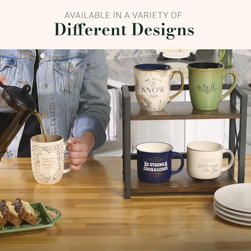 Christian Art Gifts Sage Green Stoneware Coffee Mug – 13 oz. Microwave and Dishwasher-safe Lead-free Inspirational Scripture Coffee and Tea Mug for Men & Women with Bible Verse: Be Still – Psalm 46:10 - color: Green