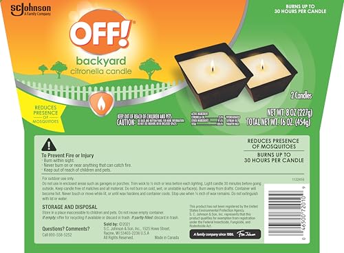 OFF! Backyard Citronella Scented Candle, Ambiance Enhancing Centerpiece, Burns for up to 25 Hours, 8 oz (Pack of 2) - size: 8 Ounce (Pack of 2)