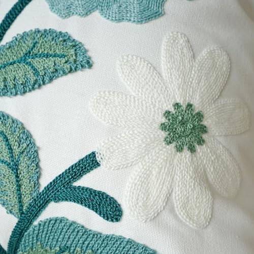 vctops Floral Embroidered Pillow Covers 18x18 Inch Spring Summer Cotton Tufted Throw Pillow Cover Outdoor Garden Cushion Case for Sofa, Bed, Living Room (Flower H,18"x18") - color: Flower H