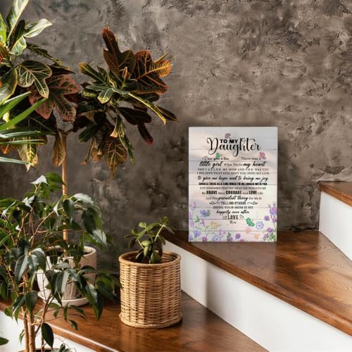RTVJTERQ Inspirational Canvas Wall Art, Butterfly Floral To My Daughter Quote Print, Heartfelt Gift for Daughter from Mom, Ready to Hang 8x10 Inches - color: Quote 33