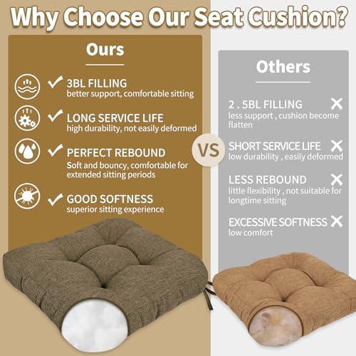 BUYUE Chair Cushion Set for Rocking Chair, Back Pillow & Seat Cushion with Ties, Original Woven Fabric Non-Slip Chair Pads for Elderly Sitting, Brown - color: Brown