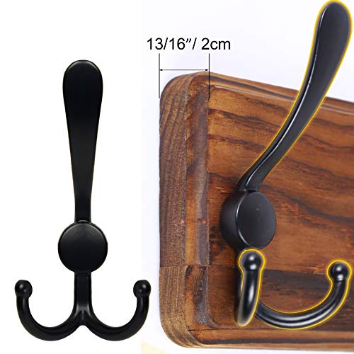SKOLOO Rustic Coat Rack Wall Mount, 10 Hooks, 38.6'' Long, Solid Wood,Brown | Rustic finish, 100 lb capacity, entryway bedroom mudroom, wall mount, 16" stud spacing, hardware included, rustproof hooks - color: Brown Plate & Black Hook, size: 1 Item-10 Hoo