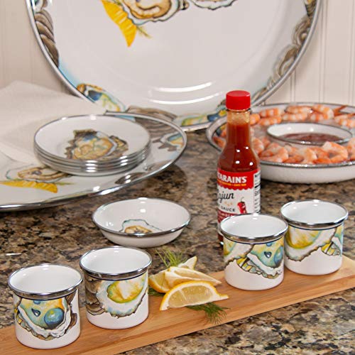 Golden Rabbit Enamelware Oval Platter, 12 x 16in, Oyster - color: Oyster