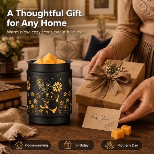 mocosa Metal Wax Melt Warmer Electric Candle Fragrance Burner | Oil Burner 2 in 1,Gifts for Women,Mother's Day,for Home Office Bedroom,Hummingbird Decorations - style: Hummingbird + Cat