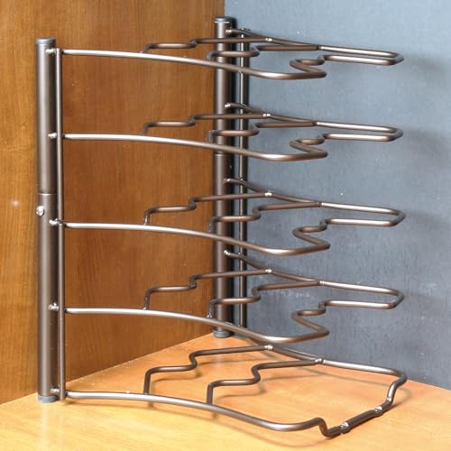 Deco Brothers Pan Organizer Rack for Kitchen Cabinet and Counter, Bronze - color: Bronze