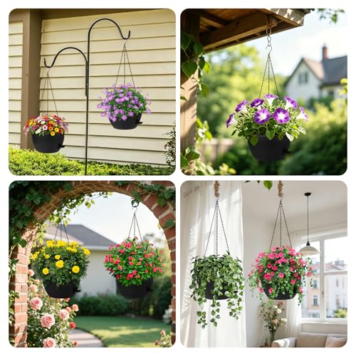 DANALLAN Hanging Planters for Indoor Plants, 2Pcs 12 Inch Self Watering Hanging Planter Basket Large Plastic Plant Holder with Removable 50 Oz Reservoir for Window Porch Garden Balcony