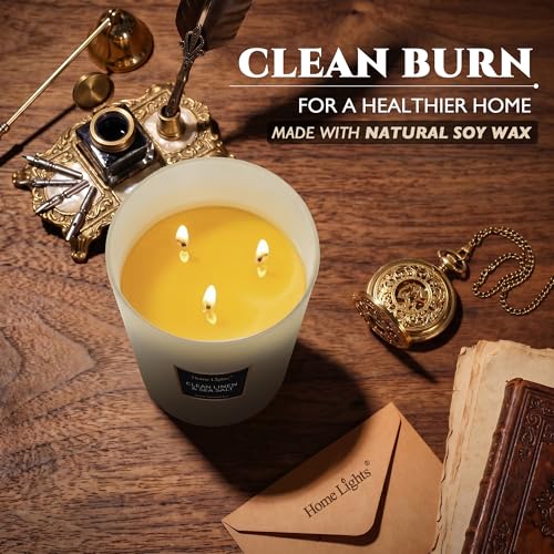 HomeLights Scented Candles - Large Jar Aromatherapy, Natural Soy Wax, 130 Hour Long Burning, Clean Linen & Sea Salt - color: Clean Linen & Sea Salt
