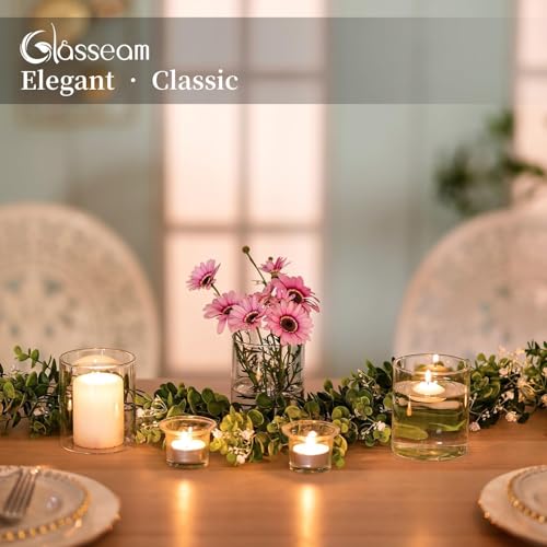 Glasseam Cylinder Vases for Centerpieces, 6Pcs Clear Glass Vase for Flowers | Hurricane Pillar, Floating Candle Holder, Modern, Small Home Decorations, Table Centerpieces, Wedding, Party, 4In - size: 4In