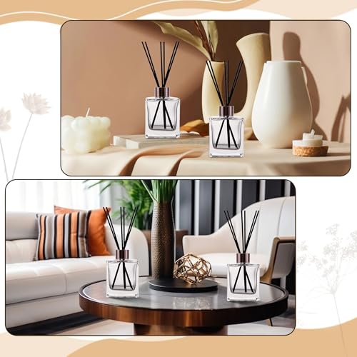 6 Pack Perfume Reed Diffuser Bottle,Empty Square Essential Oil Bottles Glass Jar with Black Sticks for DIY Fragrance Replacement Diffuser Sets (200ml/6.8 oz, Transparent Color) - color: Transparent ( 6.8 Oz )