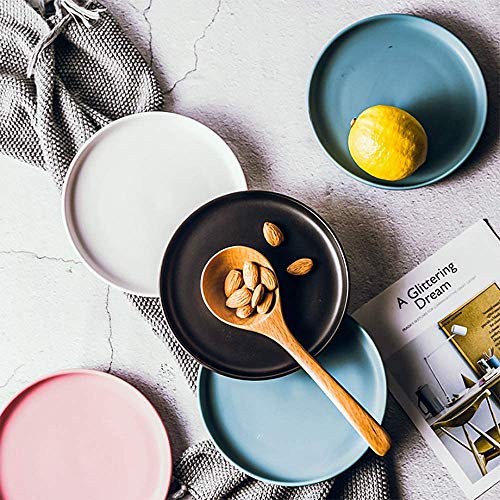 6 Inches Small Appetizer Plates Matte Porcelain, Elegant Mini Size Round Serving Plates for Dessert, Salad, Snacks, Set of 6 (Black)