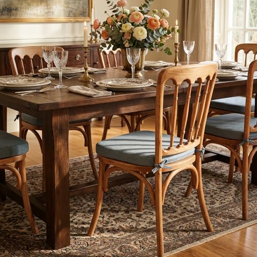 Battilo Chair Cushions for Dining Chairs, Waterproof Kitchen Chair Pads with Non-Slip Backing and Ties, Seat Cushions with Machine Washable Removable Cover, 16"x16"x2", Set of 2, Grayish Blue - color: Grayish Blue, size: 2 Count(Pack of 1)