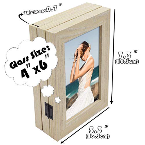 Golden State Art, 4x6 Triple Picture Frame Beige- Real Glass, 2 Pack | Trifold Photo Frame Vertical Display for Desktop - Three Folding Picture Collage - color: Beige, size: 4x6(2 Pack)