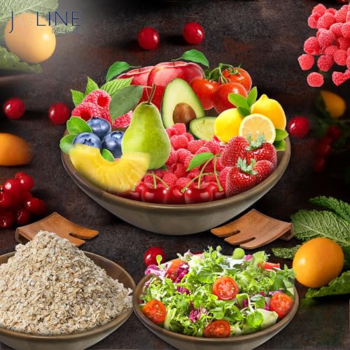 Acacia Wood Salad Serving Bowl Set – Large Wooden Bowl with Forks for Salads, Fruits & Meals – Easy to Clean, Food-Safe, Perfect for Entertaining & Gift Giving