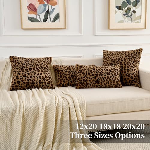 GALMAXS7 Cheetah Pillow Covers Leopard Throw Pillow Covers Set of 2, 12x20 | Faux Fur Throw Pillow Covers Leopard Couch Pillow Covers Fluffy Soft Decorative for Home Living Room Bedroom - size: 20" x 12" (Pack of 2)