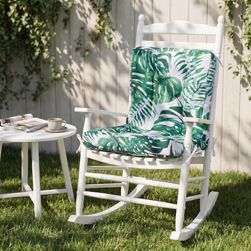 Hoteam 4 Set Outdoor Patio Chair Cushions 20 x 42 in Deep Seat Waterproof Patio Cushions Set for Furniture Replacement Removable Seat and Back (Monstera Deliciosa) - style: Monstera Deliciosa