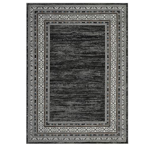 Modern Neutral Rugs for Living Room Bedroom 10x13 Washable Non Slip Solid Area Rug, Stain Resistant Bordered Soft Carpet, Large Foldable Floor Rugs for Dining Room Playroom | Modern Non Slip Low Pile Stain Resistant Bordered Foldable Soft Textured Solid C