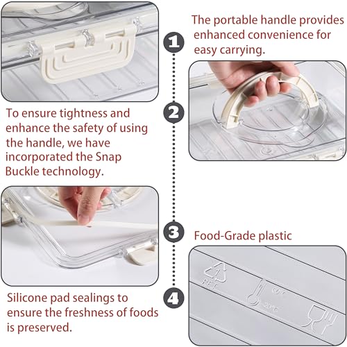 Bandesun Divided Serving Tray with Lid and Handle - Snackle Box Charcuterie Container for Portable Snack Platters - Clear Organizer for Candy, Fruits, Nuts, Snacks,4-Grid - style: compartments Long 4pcs