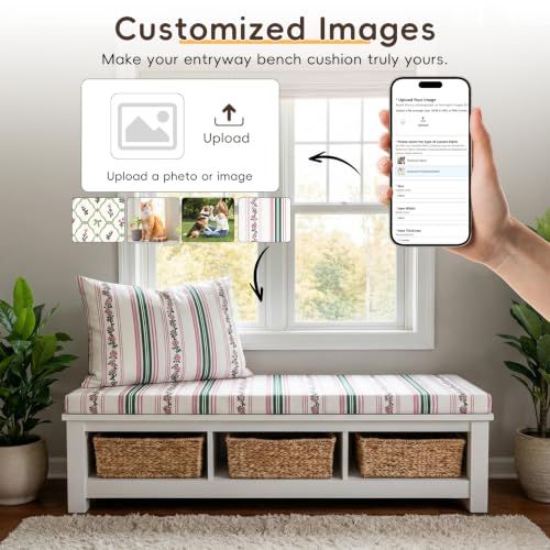 Custom Bench Cushion Waterproof, Non-Slip, Any Shape, 100+Color | 70D High Density Foam, TPU Outdoor Patio Cushion, Indoor Window Seat Cushion, Removable Machine-Washable Zippered Cover