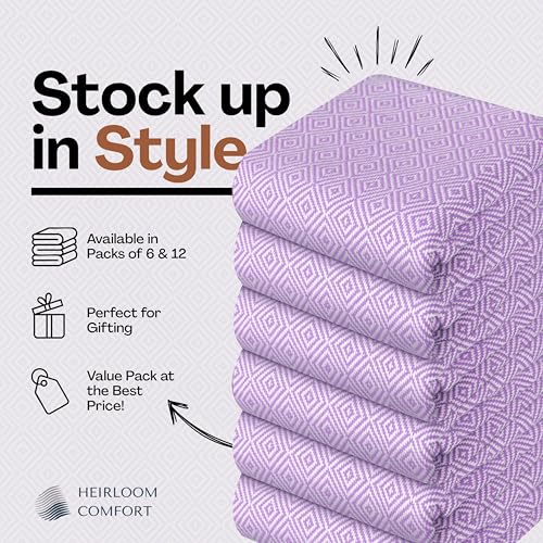 Lavender Cloth Napkins (Set of 6), 16x16 Inch, Diamond Weave, 100% Cotton, Soft, Durable, Machine Washable Table Linen Napkin for Luncheon, Cocktail Events, Celebrations & Daily Use - color: Lavender, size: 16" x 16" (Set of 6)