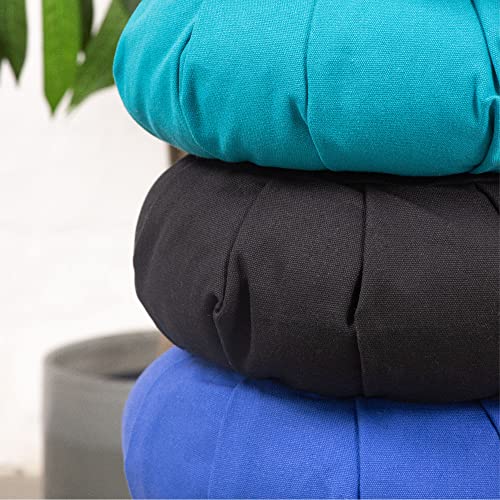 Myga Zafu Yoga Meditation Cushion with Washable Cover - Floor Cushion Pillow with Natural Buckwheat Filling - Soft Round Cotton Design for Meditating or Pranayama Exercises - color: Black