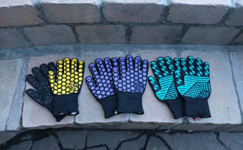 J H Heat Resistant Oven Glove:EN407 Certified 932 °F, 2 Layers Silicone Coating, Oven Mitts for Cooking, Kitchen, Fireplace,Camping, Grilling (Black/Yellow, Extra Long Cuff) - color: Black/Yellow, size: Extra Long Cuff