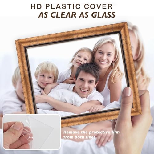 XUANLUO 4x6 Picture Frames Set of 4 Rustic Retro Photo Frame with HD Plastic Cover for Wall Mount and Tabletop Display Family Friends Wedding Gift - color: Gold-4pcs, size: 4×6 inch