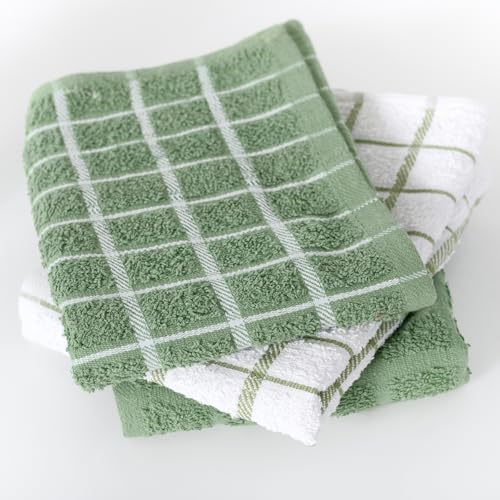 Ritz Premium 100% Cotton Terry Check Kitchen Dish Towels - Highly Absorbent, Super Soft, Long-Lasting, 25"x15", 3-Pack, Juniper - color: Juniper, size: 3-Pack - Kitchen Towel