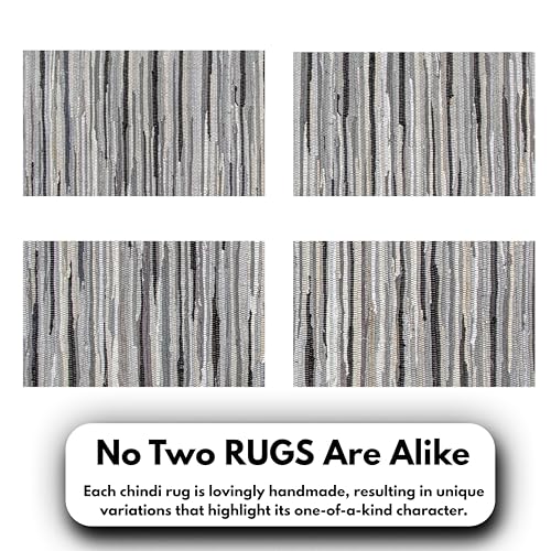Ramanta Home Hand Woven Cotton Chindi Rag Rug 3'x5' - Charcoal | Recycled Rugs, Boho Farmhouse Rugs for Living Room, Dinning Room, Kitchen, Entryway, Bedroom Rug - 36"x60" - color: Charcoal, size: 3 x 5 feet
