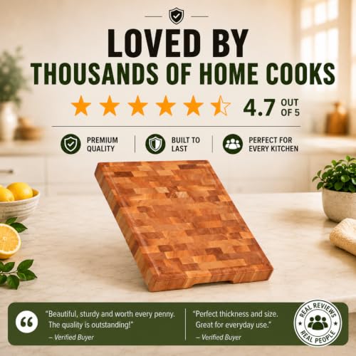 SHUMARU Mahogany End Grain Cutting Board, 17×13×1.6 in – Handmade Butcher Block, Knife-Friendly, Juice Groove, Non-Slip Feet - color: Mahogany | End Grain, size: 17"L x 13"W