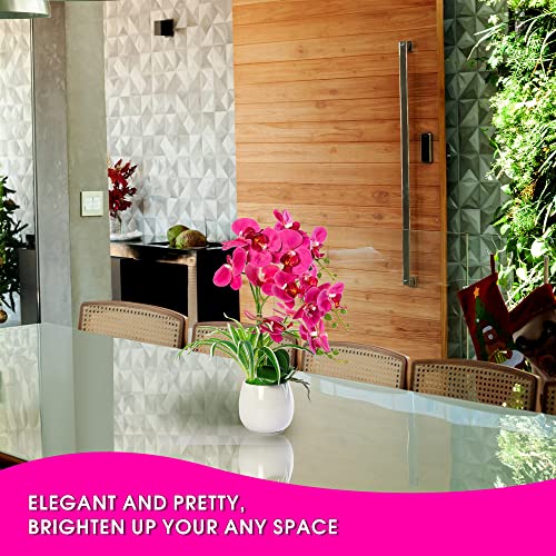 W&W Artificial Orchid Plants and Flowers with Vase, Fake Faux Orchid in Ceramic Pot,19”, Fuchsia - color: Fuchsia 01