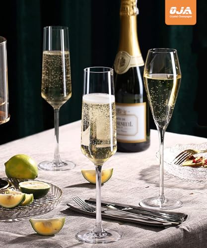OJA Champagne Flutes, Crystal Champagne Glasses Set of 6, 7oz, Elegant | For Prosecco,Sparkling Wine, Mimosa, Ideal for Weddings, Birthday, Christmas - color: 7oz (6count)