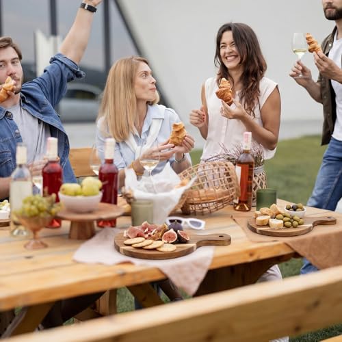 6 Pcs Mini Charcuterie Boards with Handle 5 x 7 Inch Small Wood Round Cutting Board Serving Plate Kitchen Wood Tray Round Pizza Peel Paddle for Baking Pizza Bread Cake Fruit Vegetables Meat - style: Round