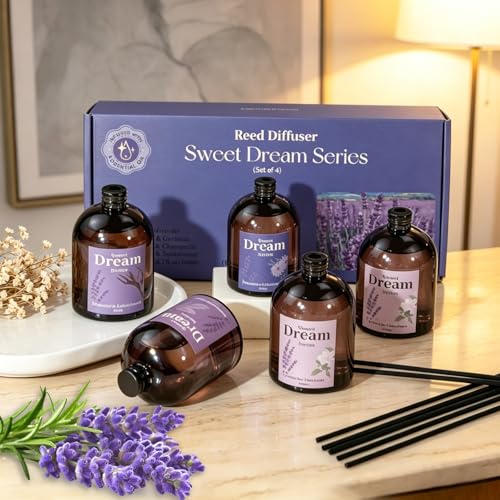 STRN Reed Diffuser Set, Lavender Scent Oil Diffuser Summer Fragrance 200ML | Chamomile, Gardenia, Sage, Sandalwood Long-Lasting Air Freshener for Home, Bedroom, Bathroom - color: Purple