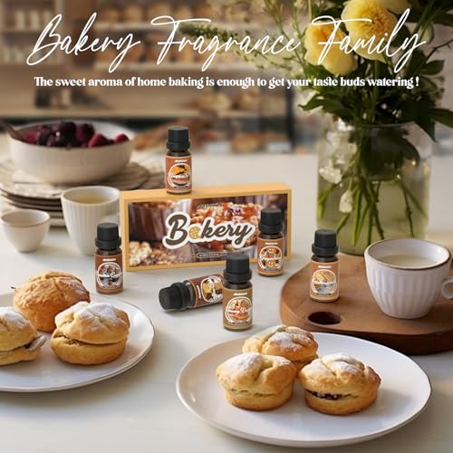 ARVIDSSON Bakery Essential Oils Set, Natural Fragrance Oil for Diffuser, Candle Making - Pumpkin Pie, Snickerdoodle, Gingerbread, Coffee Cake, Creamy Vanilla, Chocolate Cupcake - color: Beige