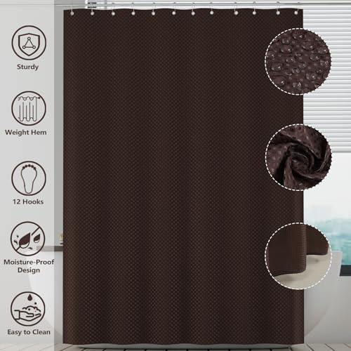 XLHOMO Bathroom Accessories Set - 25PC Brown Bathroom Set, Bathroom Set with Shower Curtain and Rugs, Brown Shower Curtain Set, Toilet Brush, Bathroom Trash Can - size: Bath Set+Shower Curtain+Rugs, style: Brown