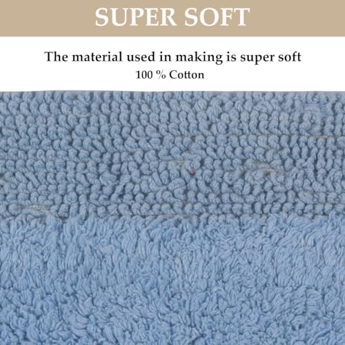 Home Weavers Luxury Collection 100% Cotton Reversible Bathroom Rugs Set, Washable Rug, Soft Cotton Extra Soft and Absorbent Bath Rug, Kitchen Mat, 2 Piece Set(S+M), Blue - color: Blue, size: 2 Piece Set(S+M)
