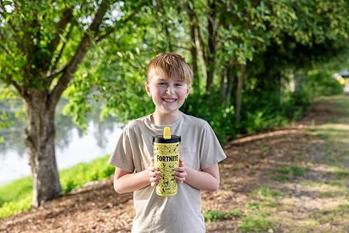 Zak Designs Fortnite Siply 20oz Leak-Proof Flip-Up Straw Insulated Tumbler | BPA Free, Stainless Steel, Handle, Cupholder Friendly, Dishwasher Safe, Kids Water Bottle, Reuseable For School, Home, Travel - color: Fortnite