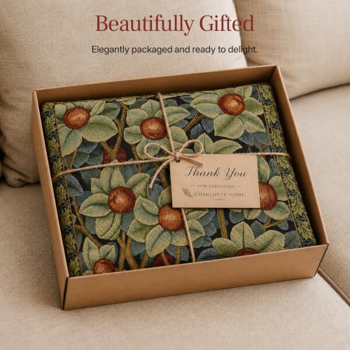 William Morris Orange Tree Tapestry Throw Pillow Cover 18 x 18 in - color: Black William