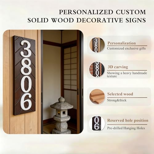 Personalized Vertical Address Plate,House Number Sign,House Numbers Sign for Outside,Custom Wood Address Numbers for House Modern House Numbers,Street Name Address Sign,Great Housewarming Gifts Idea (vertical address signs) - color: vertical address signs