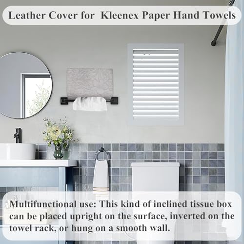 Leather Cover for Disposable Paper Hand Towel Box, Compatible with Kleenex Paper Hand Towel(1-Carved Grey) - color: 1-carved Grey