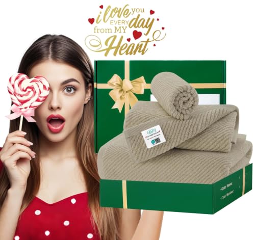 VOOVA & MOVAS 3PC Towel Set, 100% Cotton, Dark Tan | 1 Large Bath 30x56 In, 1 Hand 18x28 In,1 Wash Cloth 13x13 In, Quick Dry, Soft, Thick, Bathroom Essentials - color: Cape May Cobblestone - Dark Tan, size: 3 PC Bathroom Towel Set