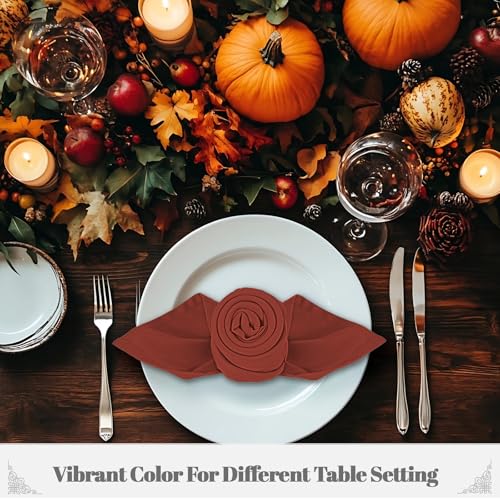 PLOYMONO Burnt Orange Cloth Napkins - 8 Pack 17" x 17" Polyester Napkins | Heavy Duty 180 GSM Cloth Napkins with Hemmed Edges - Great for Restaurants, Weddings, Parties, Banquets Dinner - color: Burnt Orange