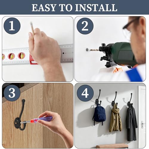 CBWLWJ 6 Pack Heavy Duty Wall Hooks for Hanging, Metal Coat Hooks Wall Mount, Easy to Install, Ideal for Living Room, Bathroom, Kitchen, Bedroom (Silver) - color: Silver