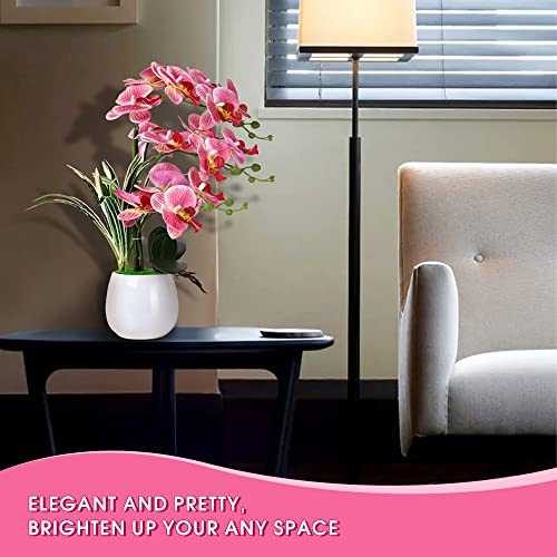 W&W Artificial Orchid Plants and Flowers with Vase, Fake Faux Orchid in Ceramic Pot,19”, Pink - color: Pink 01