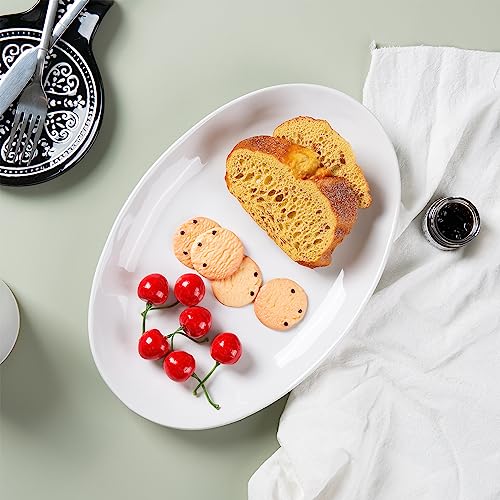 Ceramic Serving Platters, 12" White Serving Dishes, Dinner Plates, Set of 3 | Magclay Large Oval Serving Plates for Dessert Appetizers Meat/Entertaining/Party, White - color: White