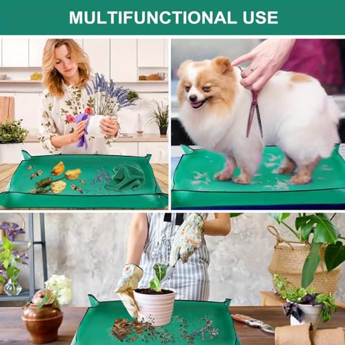 27.5" X 39.4" Large Repotting Mat Waterproof Gardening Mat for Indoor Plants, Foldable Transplanting Dirt Control Portable Potting Tray for Plant Lovers Gardening Gifts