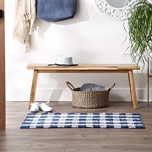 DII Buffalo Check Rug Collection, Hand Dyed Reversible Chindi Rug, 26x40, Navy/Cream - color: Navy/Cream, size: 2'2" x 3'4" (Rectangular)