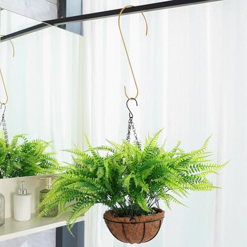 Hotop 6 Pieces Heavy Duty Big S Hooks Bird Feeder Rustproof Garden Stainless Steel Hook for Tree Branch, Kitchen, Bird House, Plants, Baskets, Lanterns and Bicycles (18 Inch,Gold) - color: Gold, size: 18 Inch