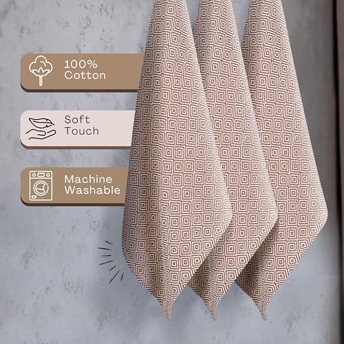 Brown Cloth Napkins Set of 12, Diamond Pattern Weave, 16x16 Inch, 100% Cotton, Durable & Washable Fabric Table Linen for Dinner, Rustic Dining, Everyday Meals & Festive Occassions - color: Brown, size: 16" x 16" (Set of 12)