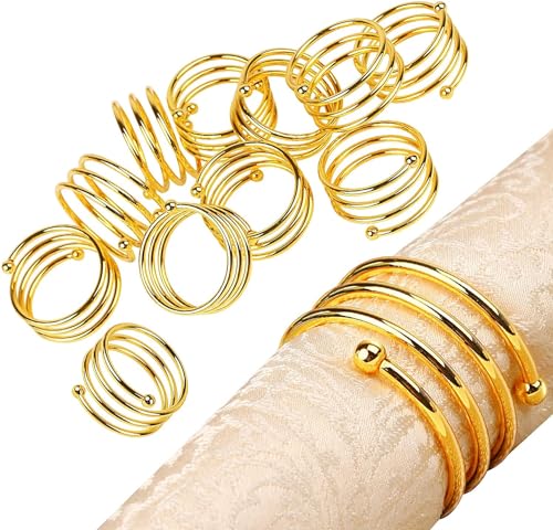 Napkin Holder Set of 12 Handmade Matal Dining Table Napkin Ring Classic Everyday Thanksgiving Holiday Christmas Festive Party Gift Farmhouse Décor - size: Gold Spring - Set of 12